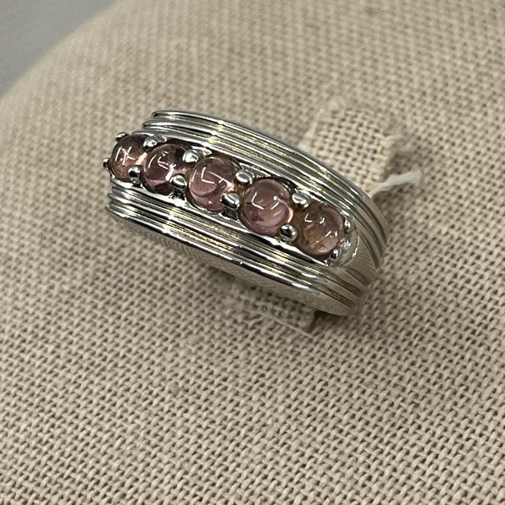 Vintage Sterling Silver Ring with Pink Gemstones - Size 5.75, 9.2g - Picture 3 of 16